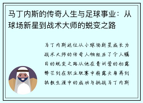 马丁内斯的传奇人生与足球事业：从球场新星到战术大师的蜕变之路